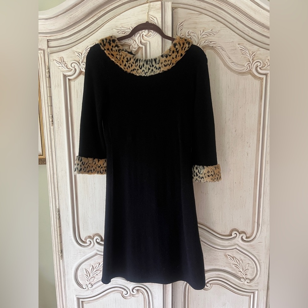 JB by Julie Brown Black Dress with Leopard Accents